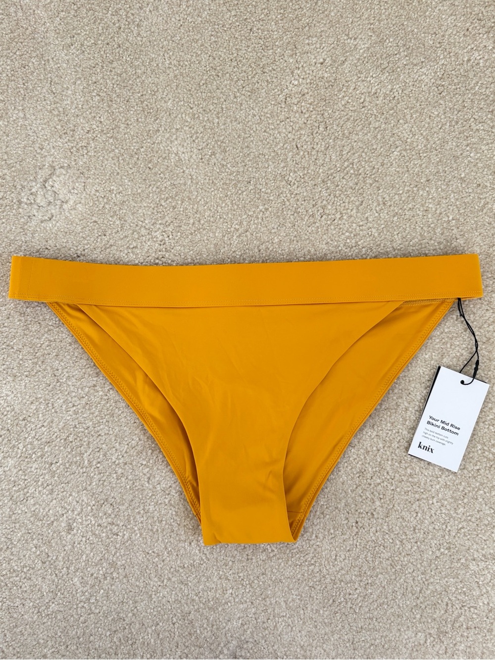 Knix Mid Rise Bikini Bottom Womens Size Large Turmeric Orange Swim